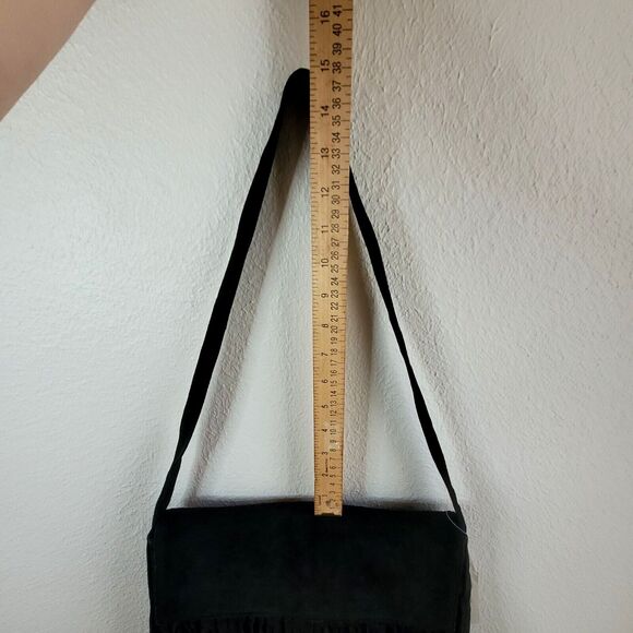 Vintage Boho Suede Fringe Purse Black Ward 1970s Style NEW FLAW READ - Picture 10 of 16